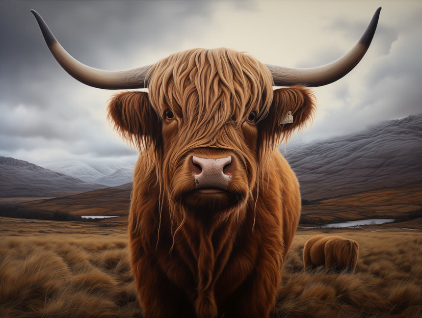 Highland Cow II Toughened Glass Kitchen Splashback - Adhesive Included