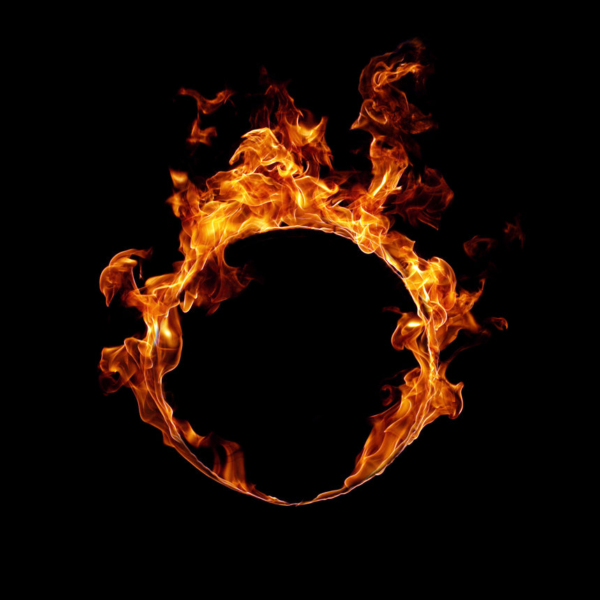 Ring of Fire Toughened Glass Kitchen Splashback - Adhesive Included