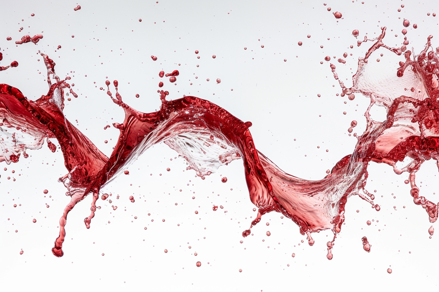 Red Ink Splash Toughened Glass Kitchen Splashback - Adhesive Included
