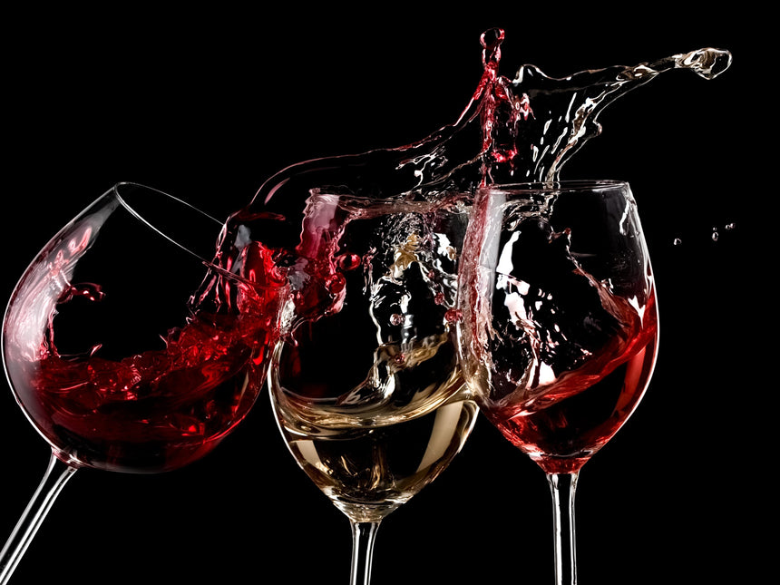 3 Wine Glasses Toughened Glass Kitchen Splashback - Adhesive Included