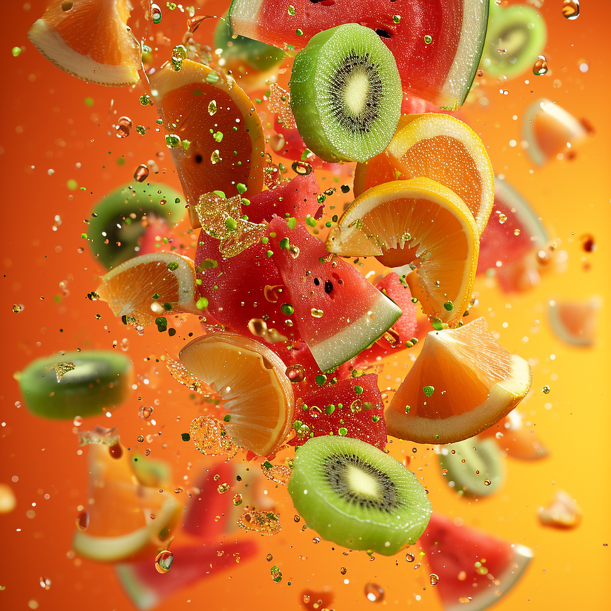 Summer Fruits Toughened Glass Kitchen Splashback - Adhesive Included