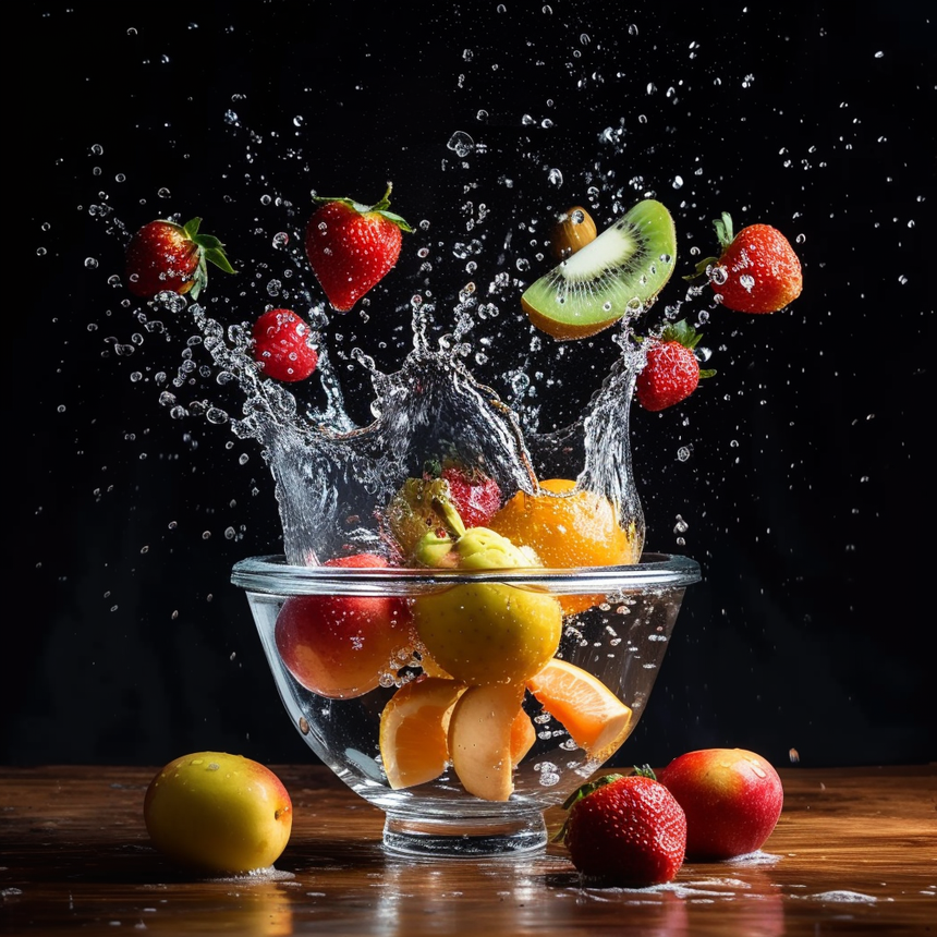 Fruit Bowl Toughened Glass Kitchen Splashback - Adhesive Included