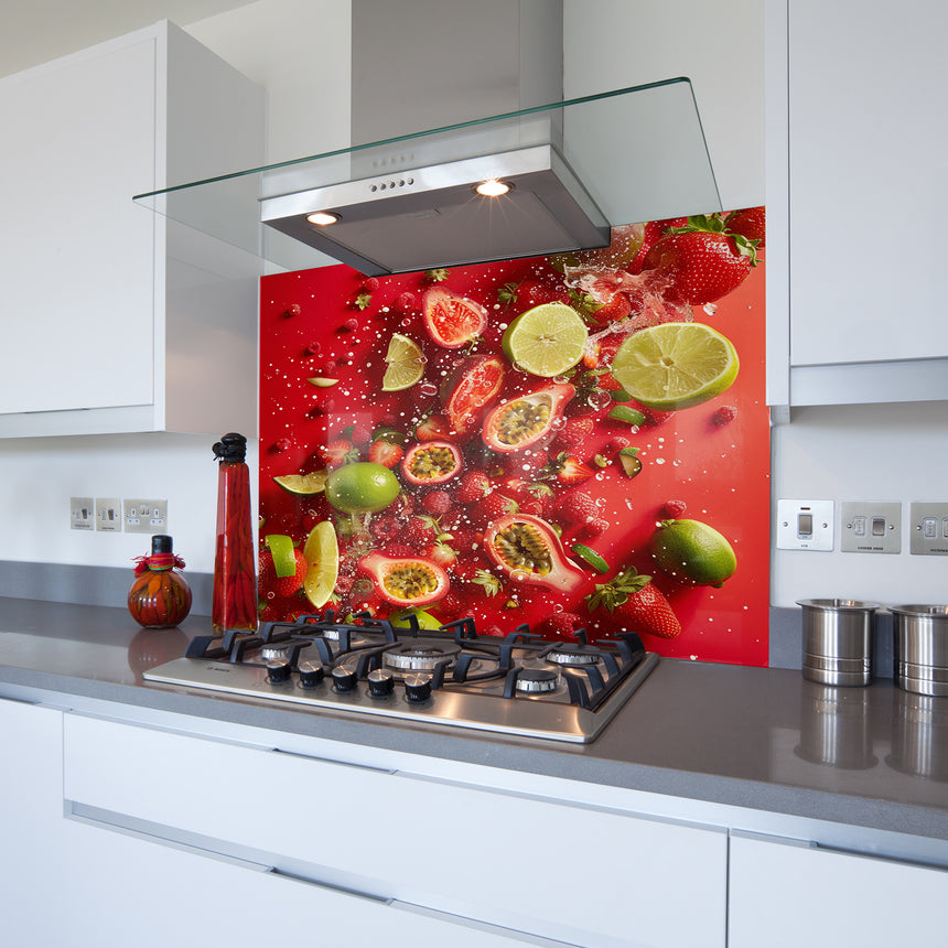 Summer Fruits V2 Toughened Glass Kitchen Splashback - Adhesive Included