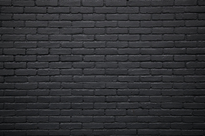 Black Bricks Toughened Glass Kitchen Splashback - Adhesive Included