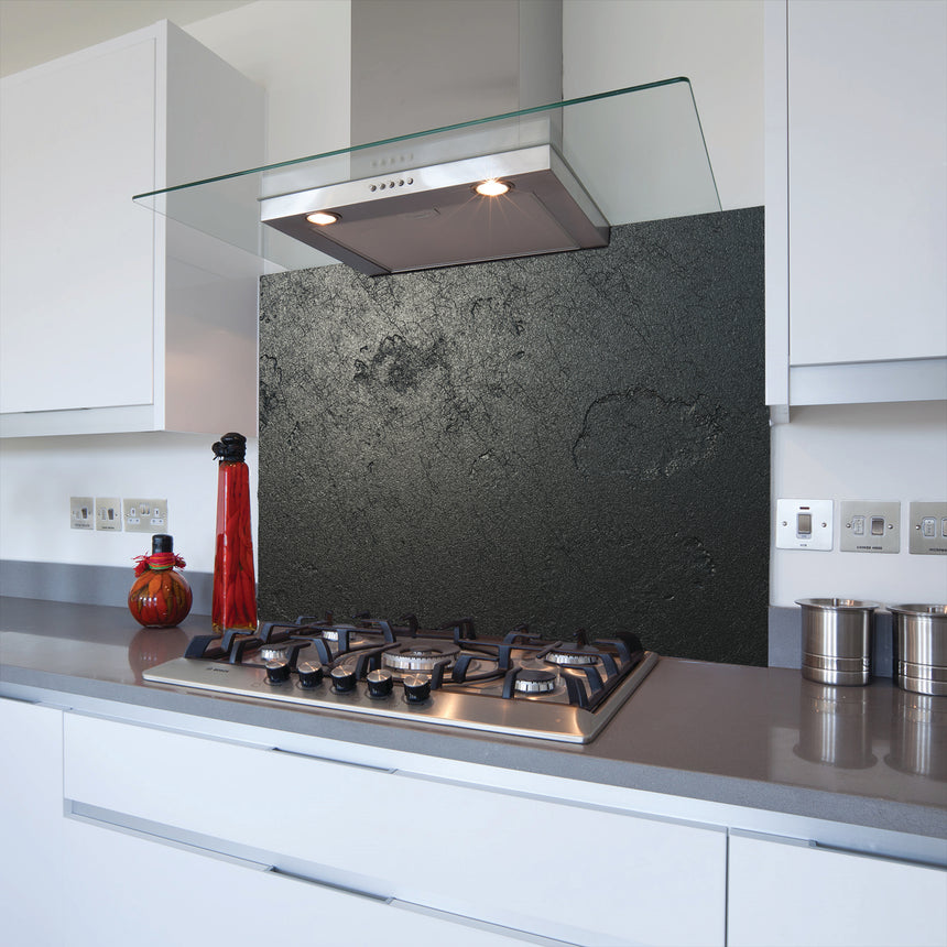 Dark Concrete Toughened Glass Kitchen Splashback - Adhesive Included