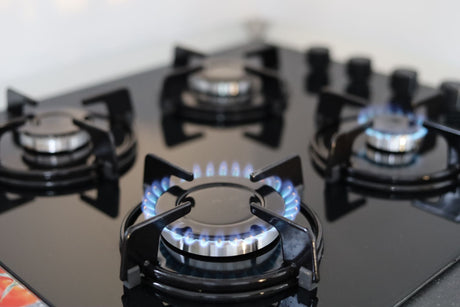 glass splashback gas hob