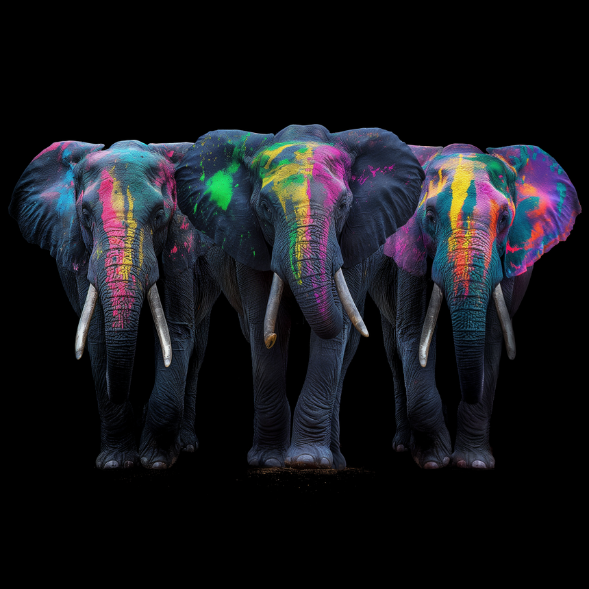 Three Elephants II Toughened Glass Kitchen Splashback - Adhesive Included
