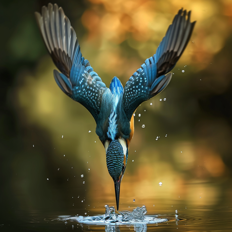 Diving Kingfisher Toughened Glass Kitchen Splashback - Adhesive Included