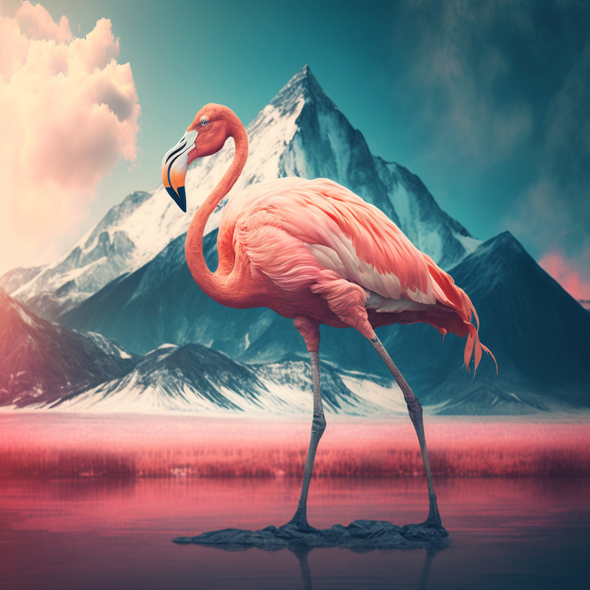 Majestic Flamingo Toughened Glass Kitchen Splashback - Adhesive Included