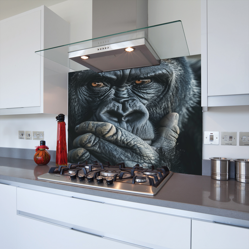 Thinking Gorilla Toughened Glass Kitchen Splashback - Adhesive Included