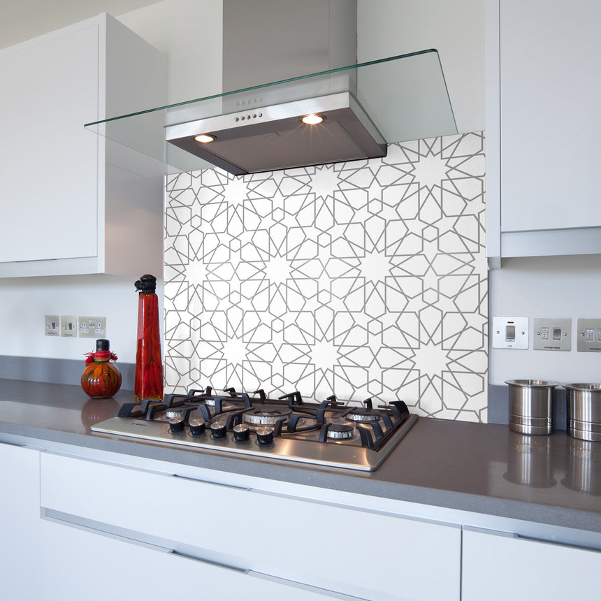 Geometric II Toughened Glass Kitchen Splashback - Adhesive Included