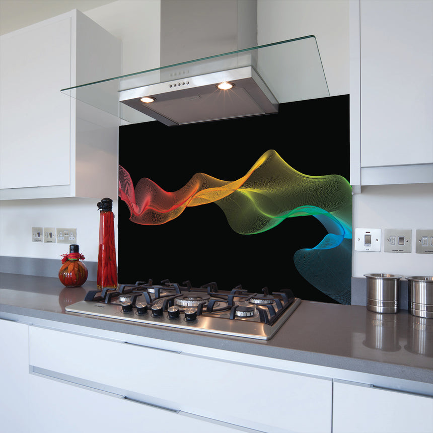 Waves of Colour Toughened Glass Kitchen Splashback - Adhesive Included
