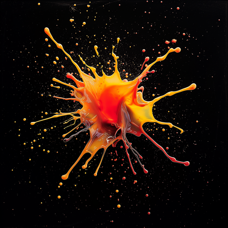 Orange Paint Splat Toughened Glass Kitchen Splashback - Adhesive Included