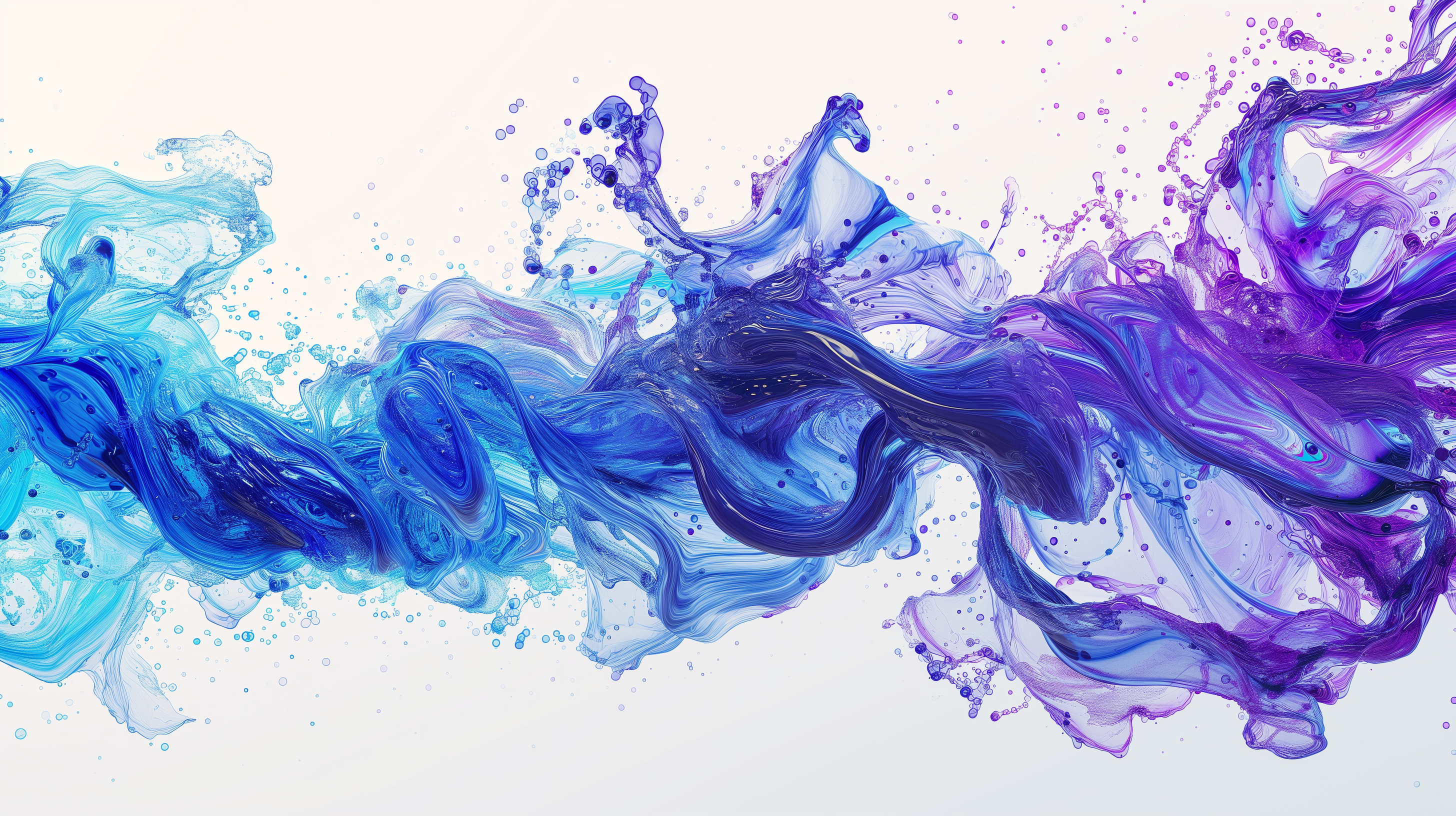 Blue & Purple Ink Splash Toughened Glass Kitchen Splashback - Adhesive Included