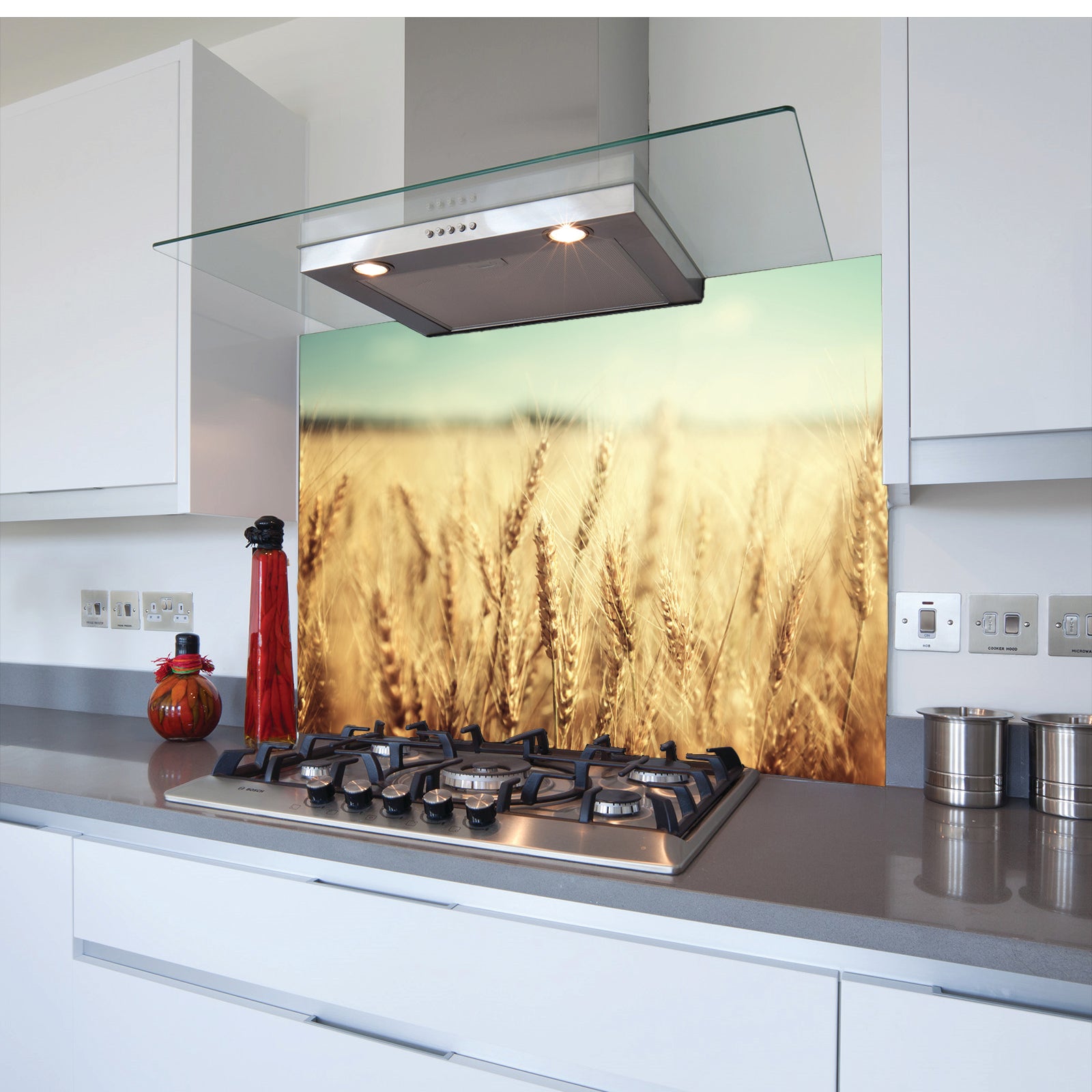 Wheat Field Toughened Glass Kitchen Splashback - Adhesive Included