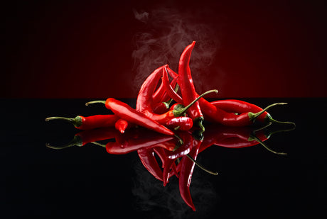 8 Chillies Toughened Glass Kitchen Splashback - Adhesive Included