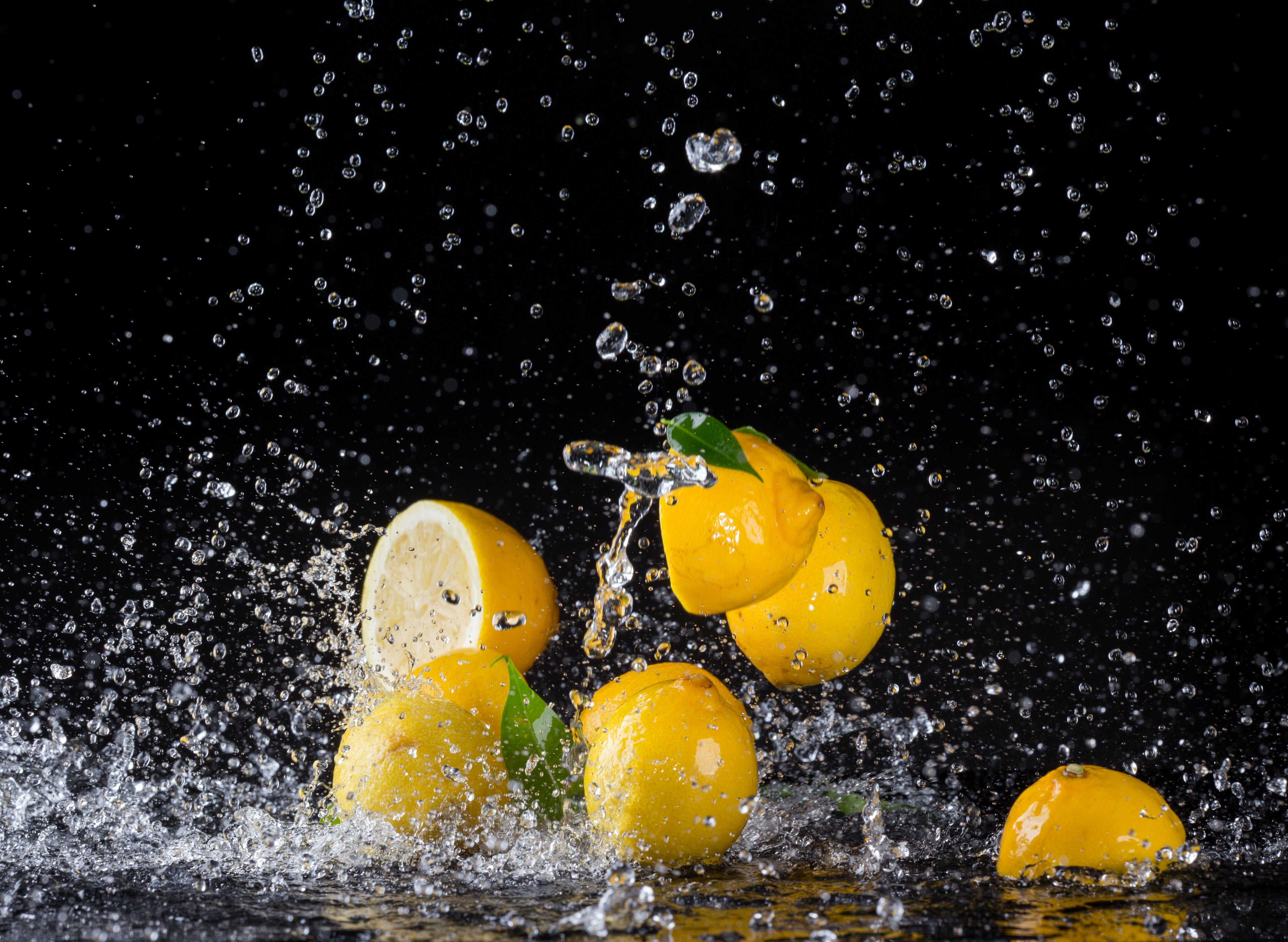 Splashing Lemons Toughened Glass Kitchen Splashback - Adhesive Included