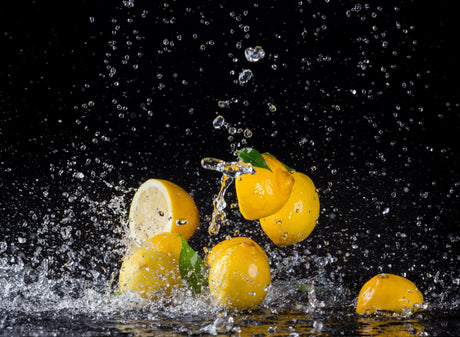 Splashing Lemons Toughened Glass Kitchen Splashback - Adhesive Included