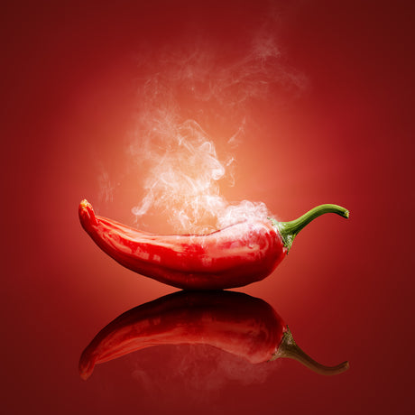 Simmering Chilli Toughened Glass Kitchen Splashback - Adhesive Included