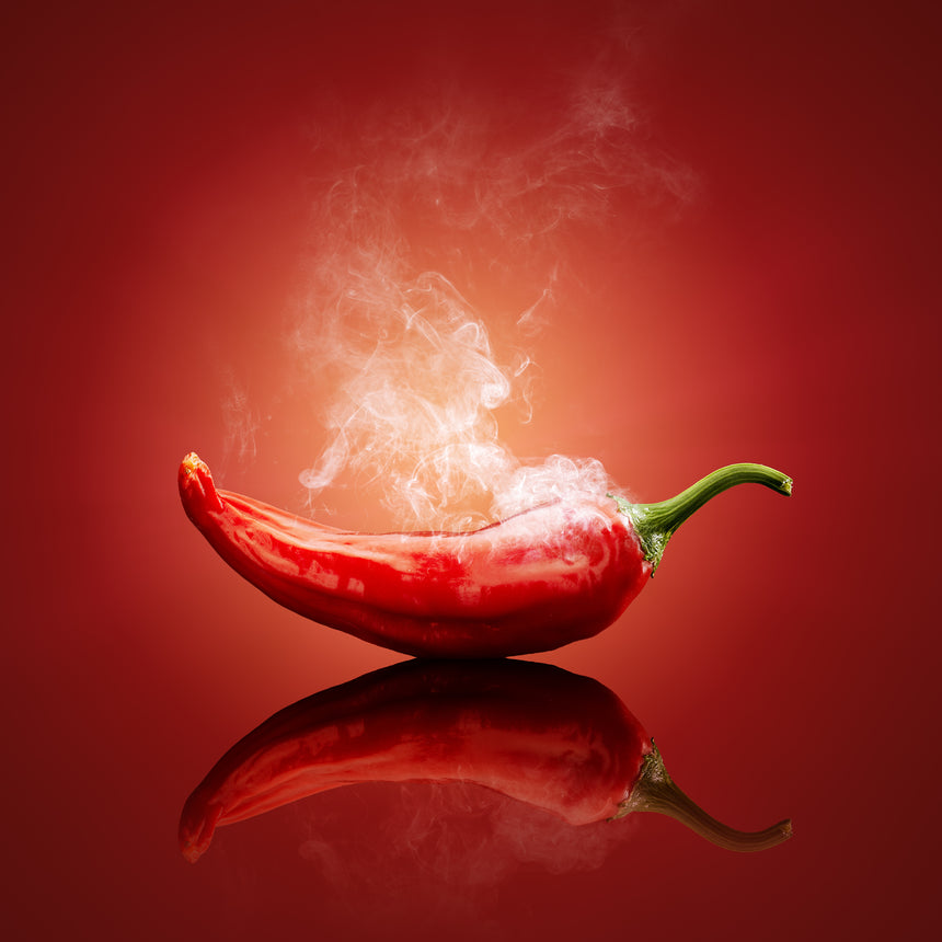 Simmering Chilli Toughened Glass Kitchen Splashback - Adhesive Included