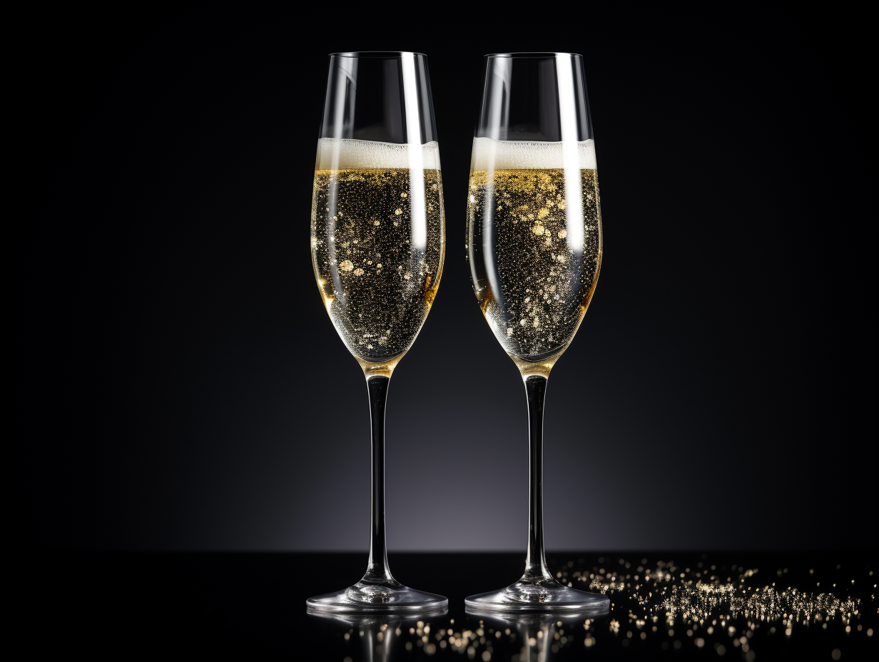 Champagne Flutes Toughened Glass Kitchen Splashback - Adhesive Included