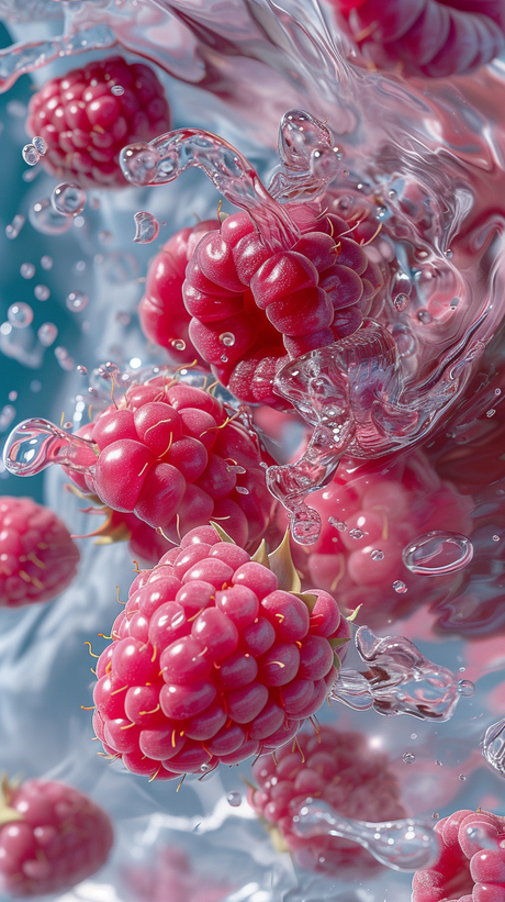 Raspberries Toughened Glass Kitchen Splashback - Adhesive Included