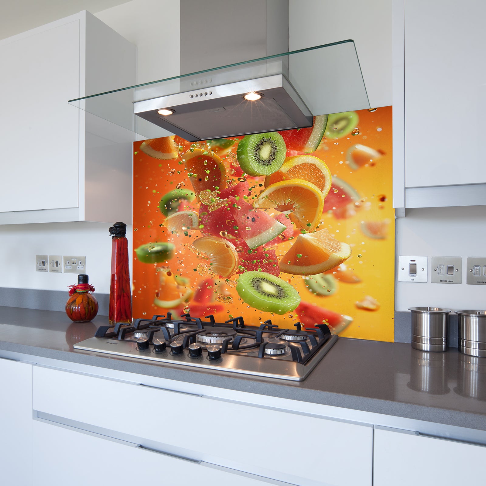 Summer Fruits Toughened Glass Kitchen Splashback - Adhesive Included