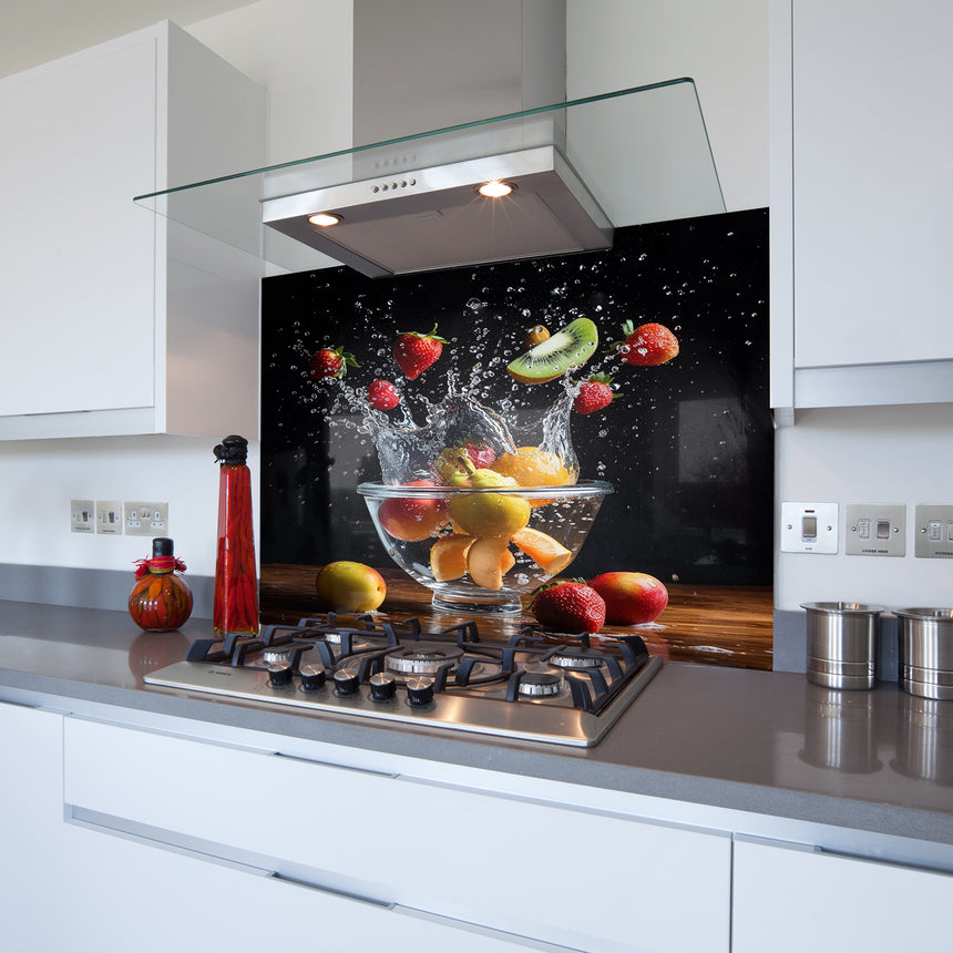 Fruit Bowl Toughened Glass Kitchen Splashback - Adhesive Included