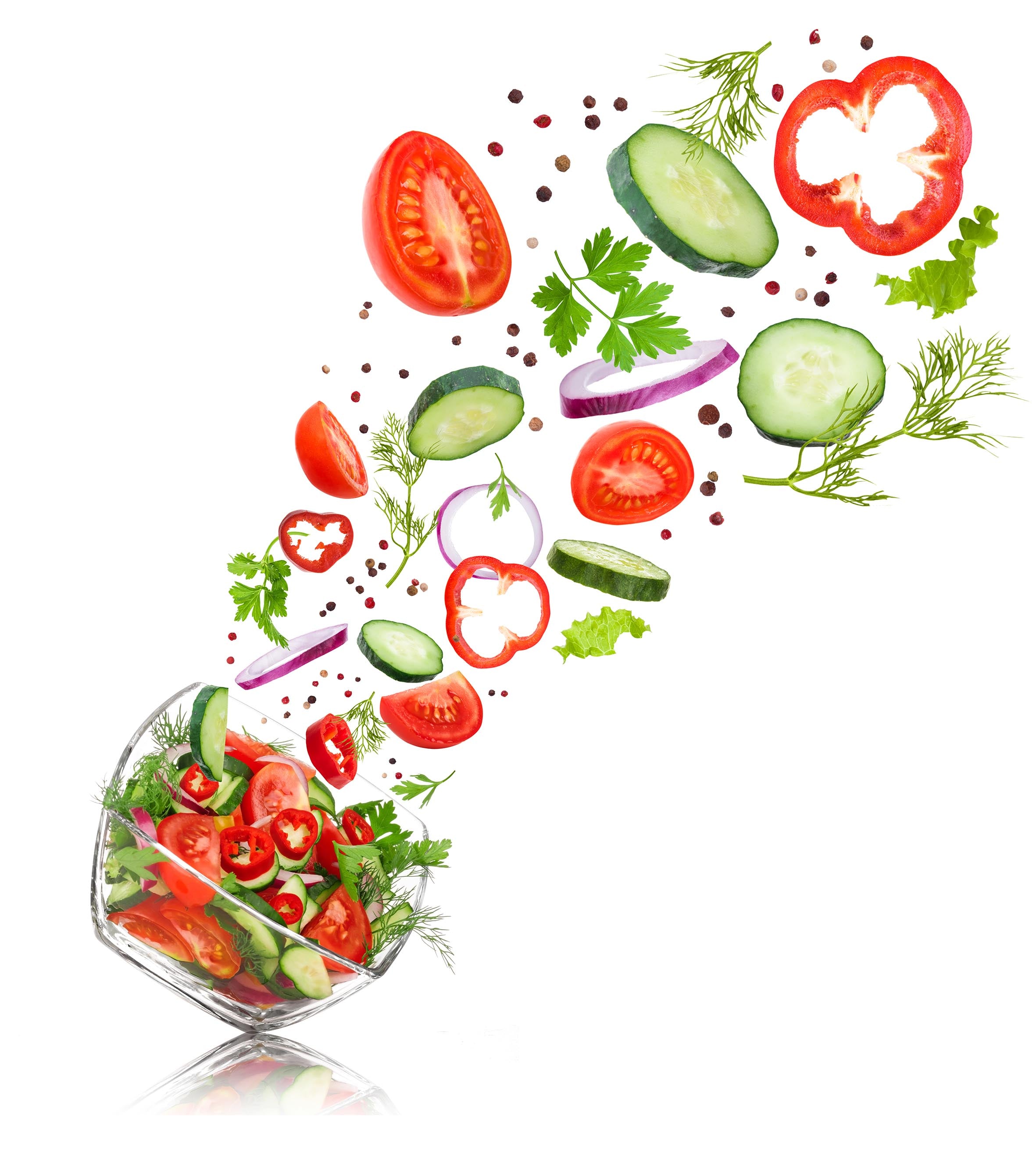 Flying Salad Toughened Glass Kitchen Splashback - Adhesive Included