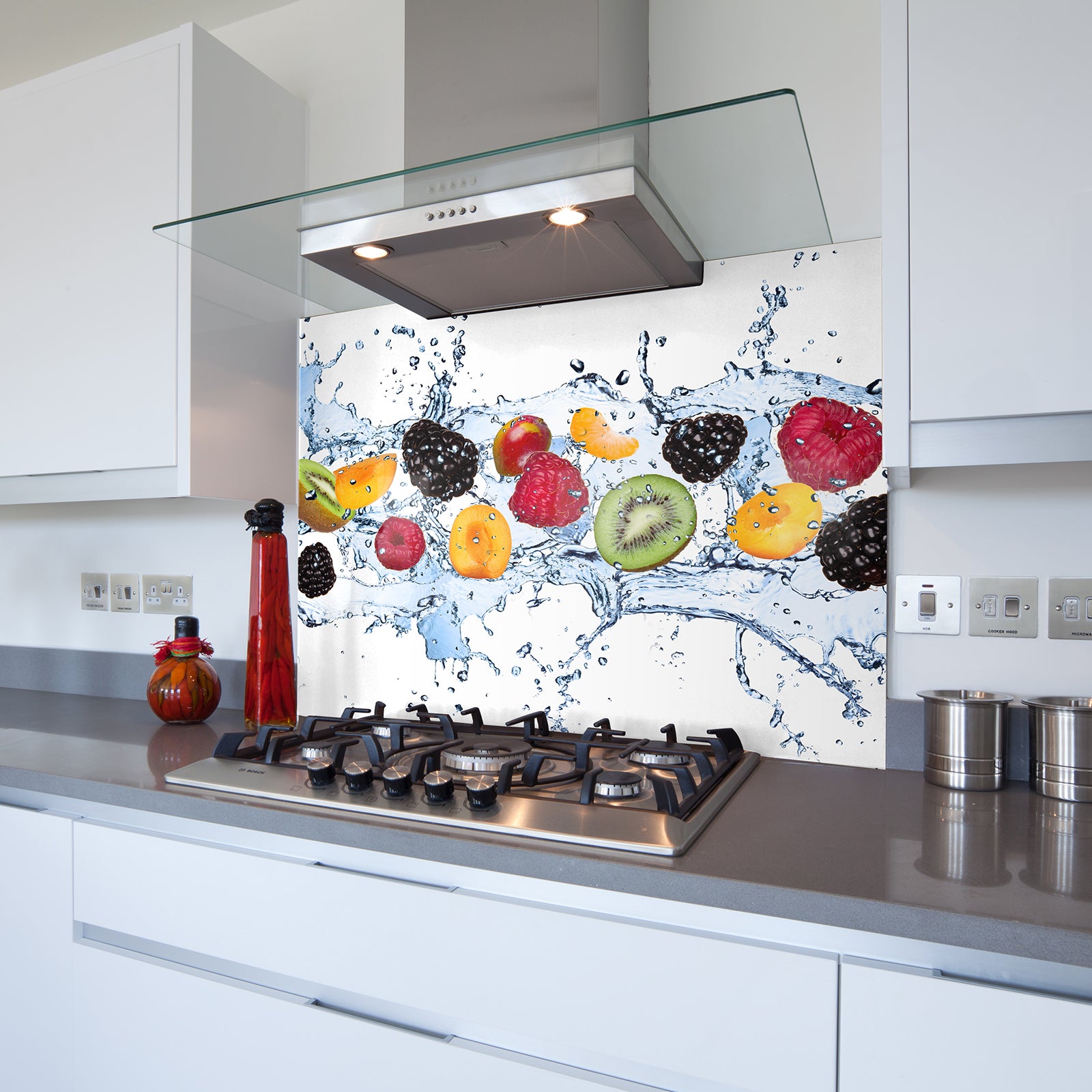 Fruit Splash Toughened Glass Kitchen Splashback - Adhesive Included