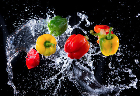 6 Peppers Toughened Glass Kitchen Splashback - Adhesive Included