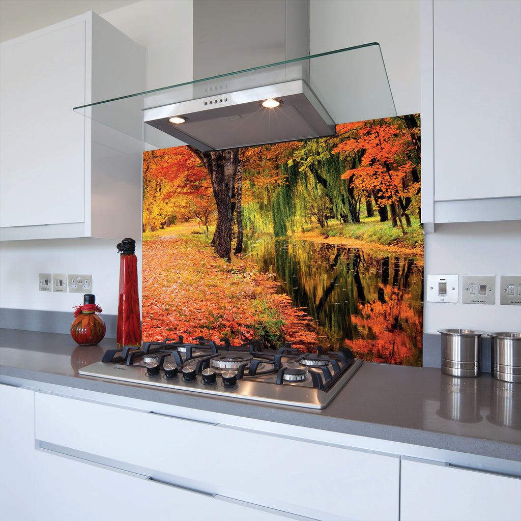 Autumn Forest Toughened Glass Kitchen Splashback - Adhesive Included