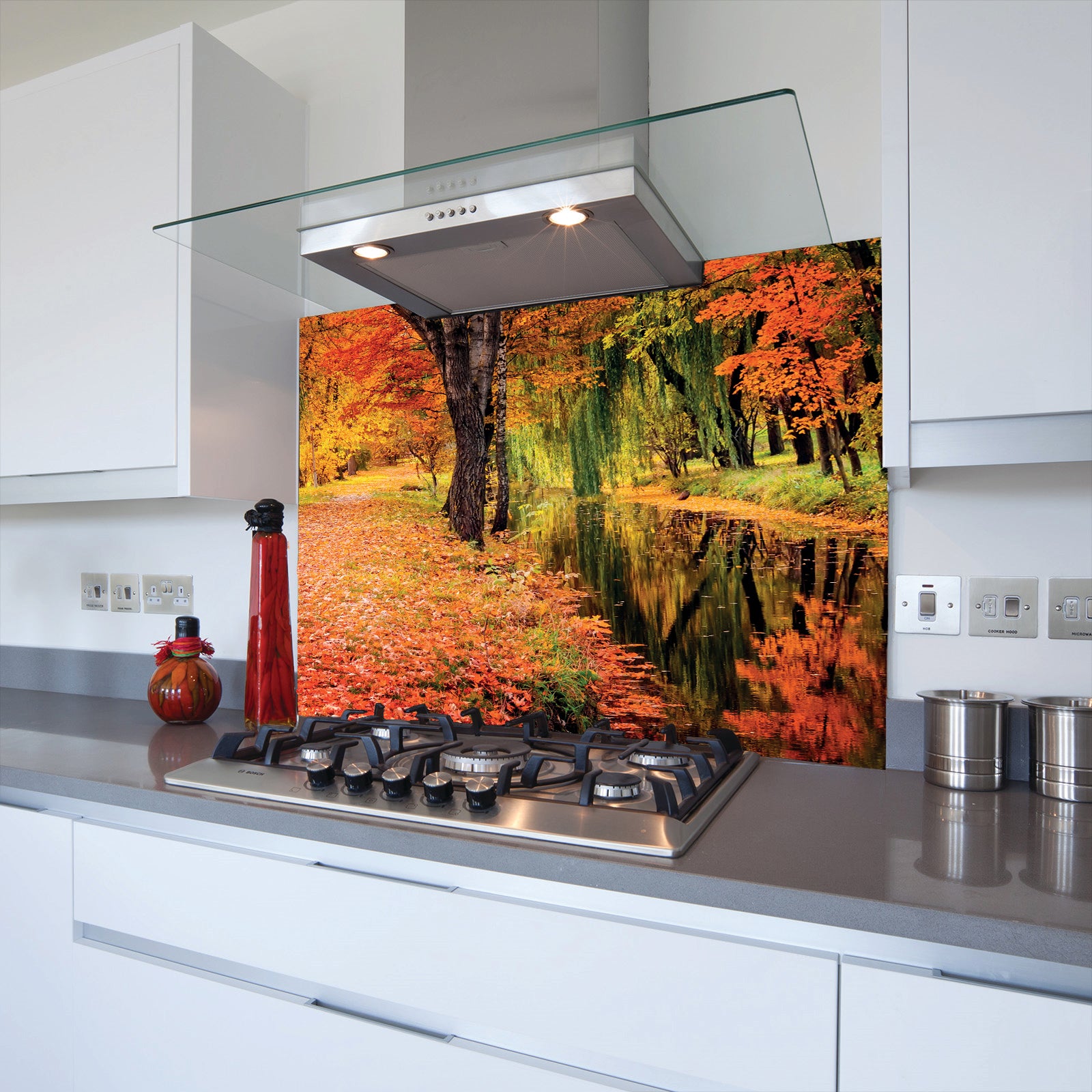 Autumn Forest Toughened Glass Kitchen Splashback - Adhesive Included