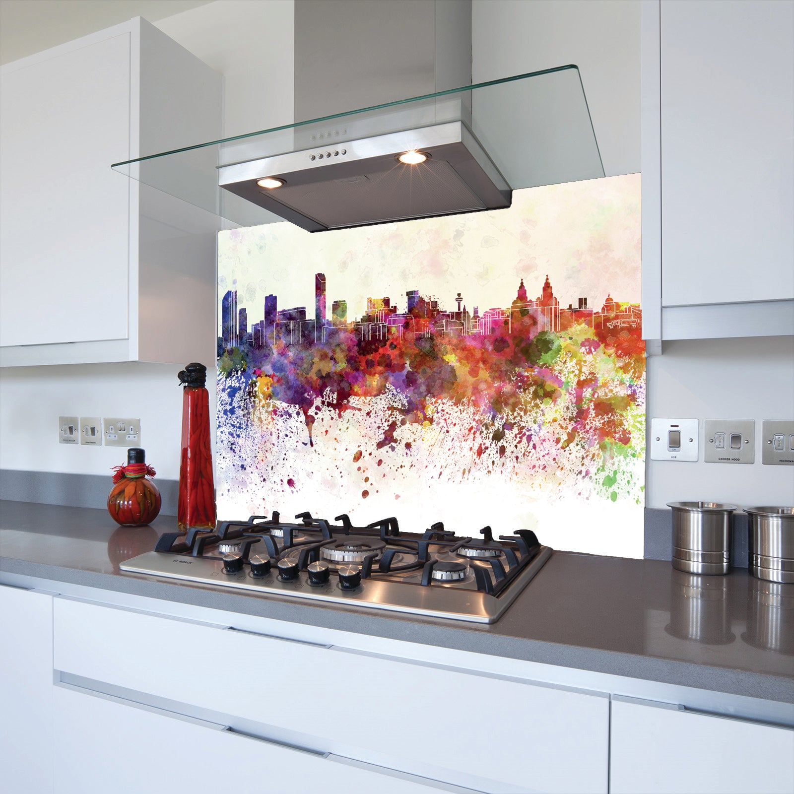 Liverpool Colour Splash Toughened Glass Kitchen Splashback - Adhesive Included