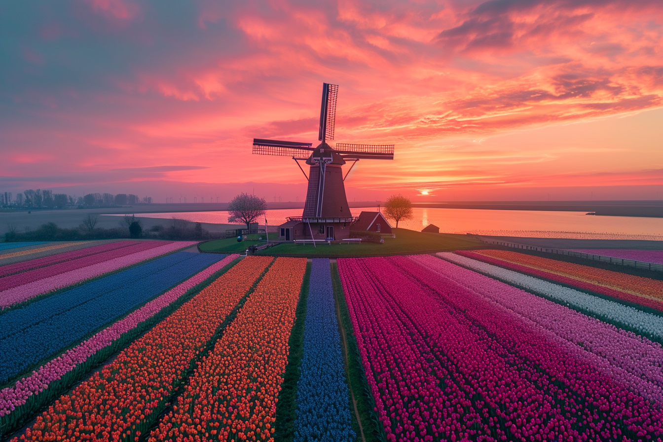 Tulip Field Toughened Glass Kitchen Splashback - Adhesive Included