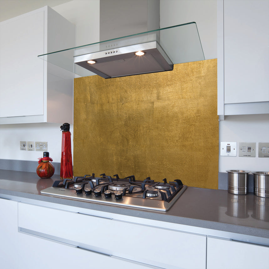 Egyptian Gold Toughened Glass Kitchen Splashback - Adhesive Included