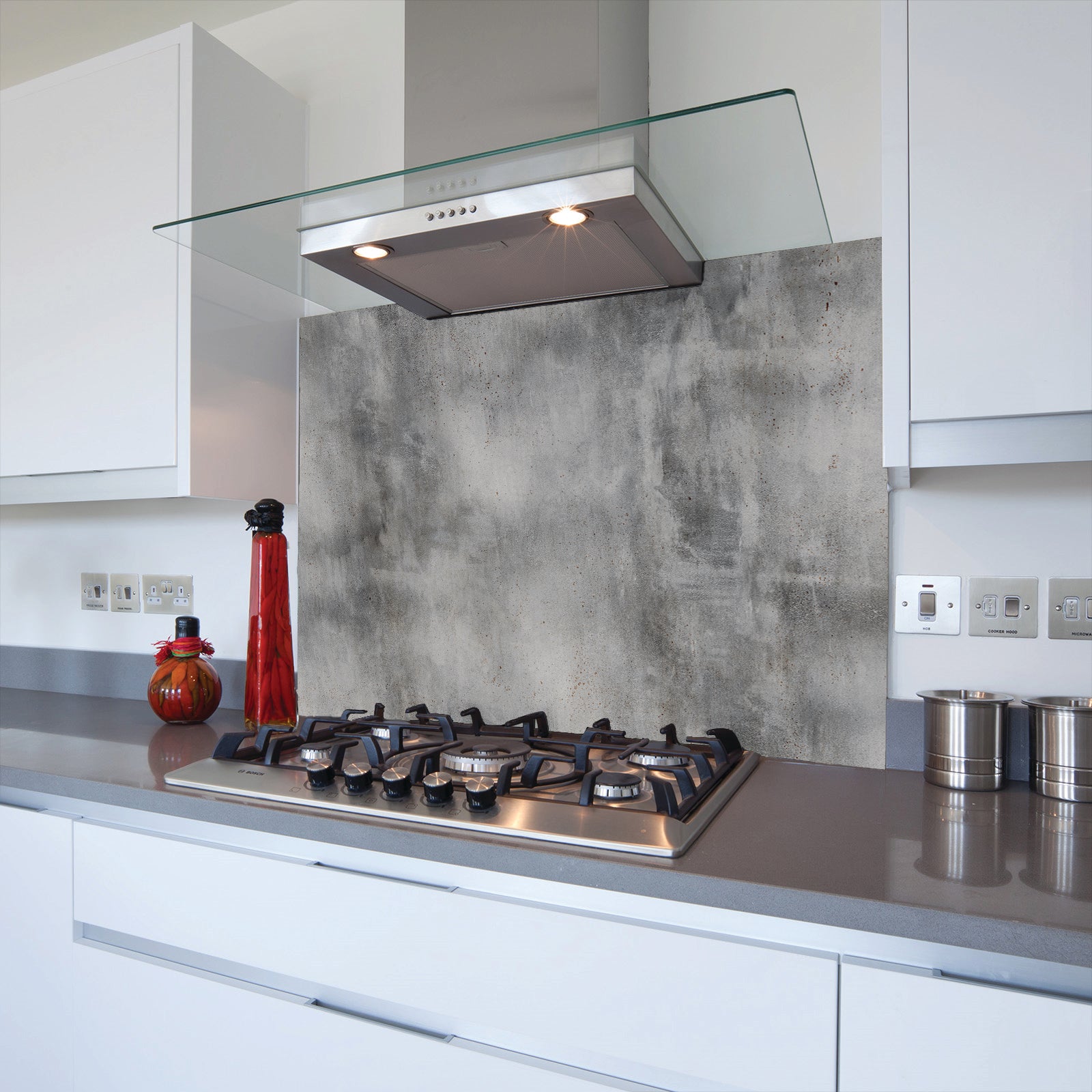 Tarnished Concrete Toughened Glass Kitchen Splashback - Adhesive Included