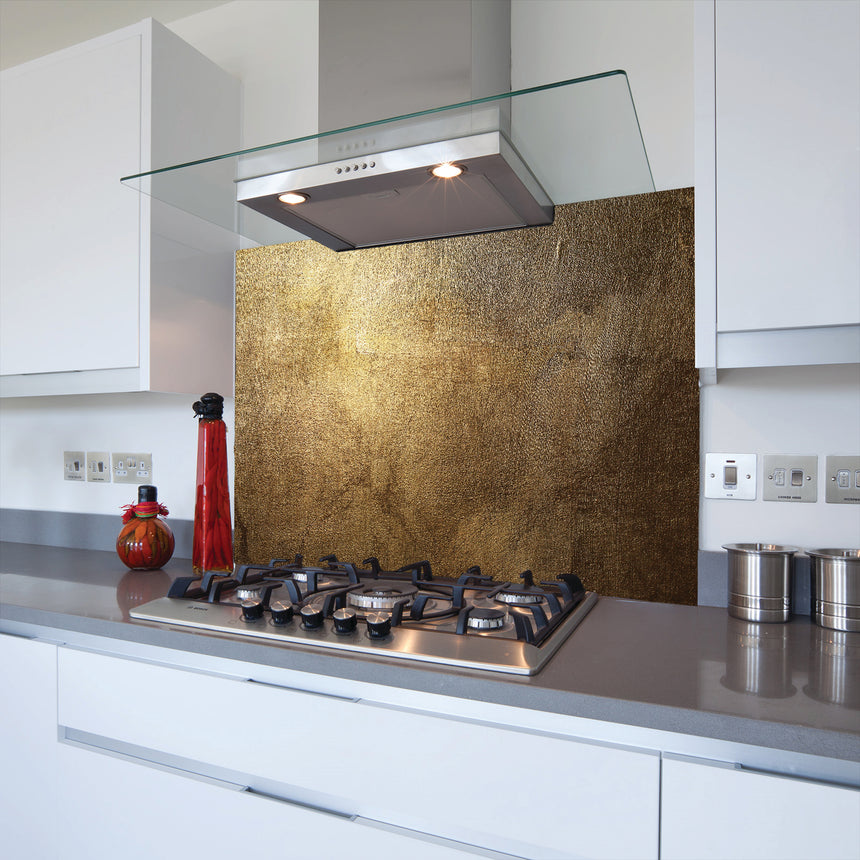 Weathered Gold Toughened Glass Kitchen Splashback - Adhesive Included