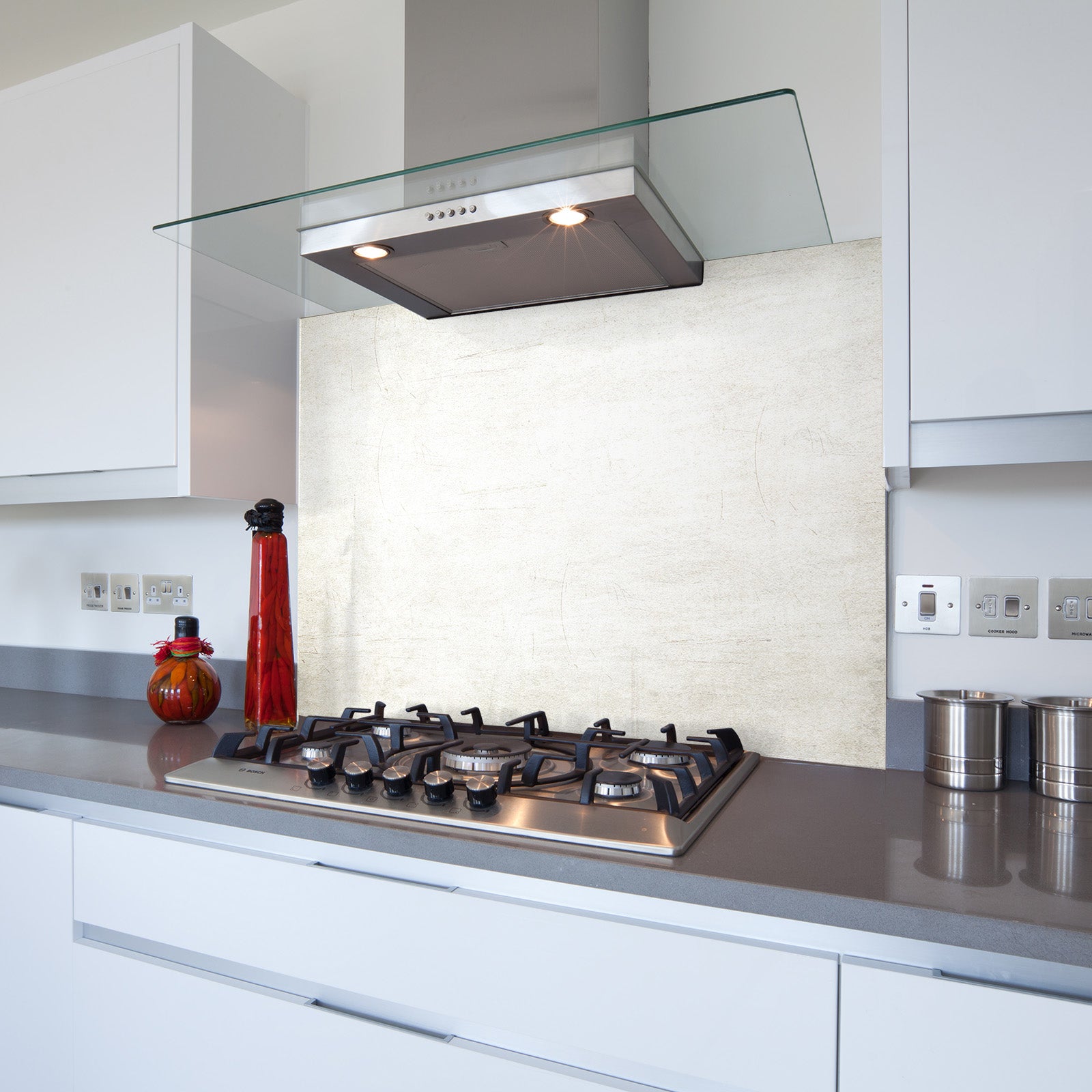 Linen Toughened Glass Kitchen Splashback - Adhesive Included