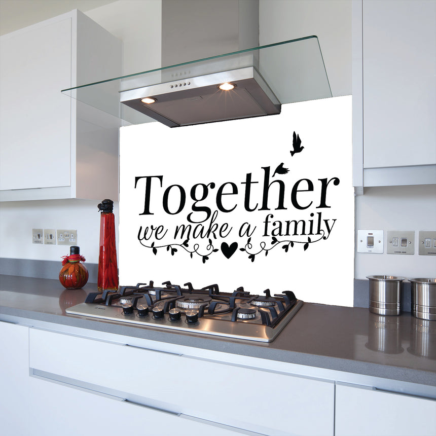 Together Family Toughened Glass Kitchen Splashback - Adhesive Included