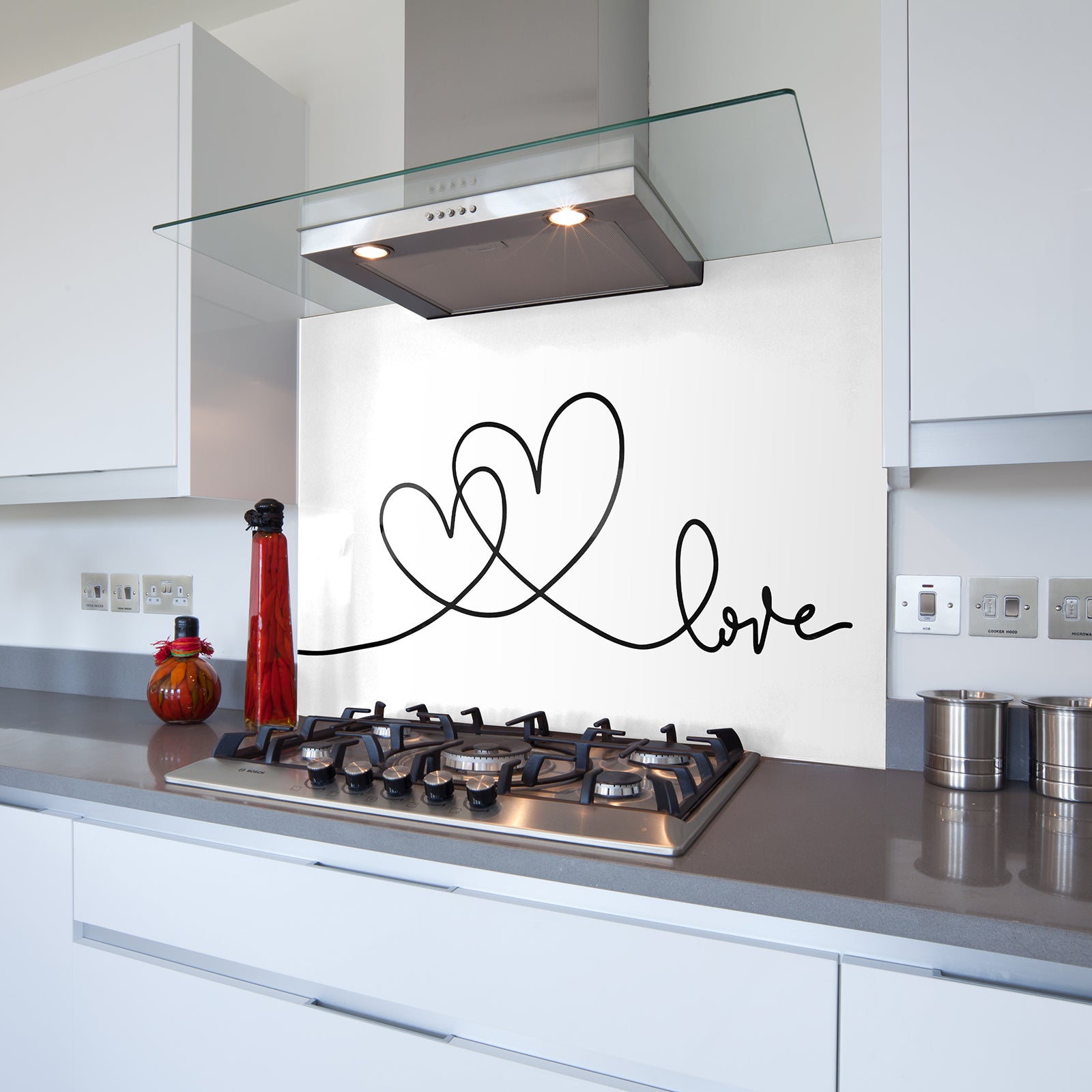 Linear Love Toughened Glass Kitchen Splashback - Adhesive Included