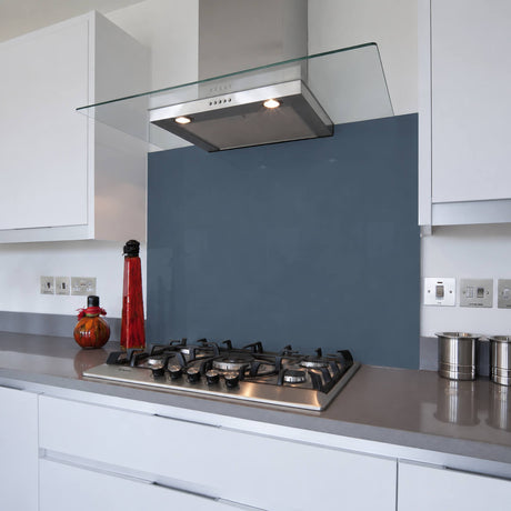 Harbour Tide Blue Glass Splashback behind kitchen hob